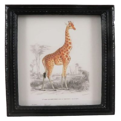 Dolls House Giraffe Picture Wall Art Black Frame Nursery Home Decor Accessory
