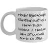 Best Model Railroads Gifts, Model Railroads Started Out as a Harmless Hobby. I, Model Railroads 11oz 15oz Mug From Friends, Model trains, Train sets, Toy trains, Railroad tracks, Train table view 1