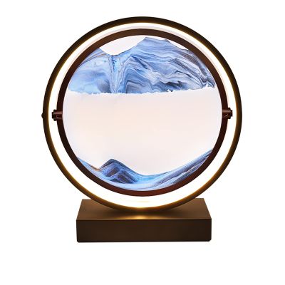 PROPFE Moving Sand Art Picture Flowing Sand Painting,Round Glass 3D Deep Sea Sandscape in Motion Display Quicksands Painting Frame,Relaxing Desktop Home Decor Party Gift