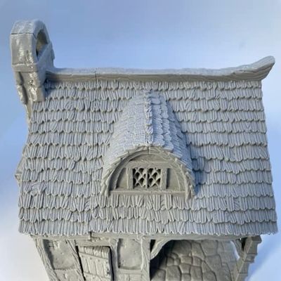 Bakery - HERO Creations - 1:28 - RPG - Miniature Terrain - Scenery - 3D Printed - Dungeons and Dragons - DND - Pathfinder - Lord of The Ring (Shingle roof)