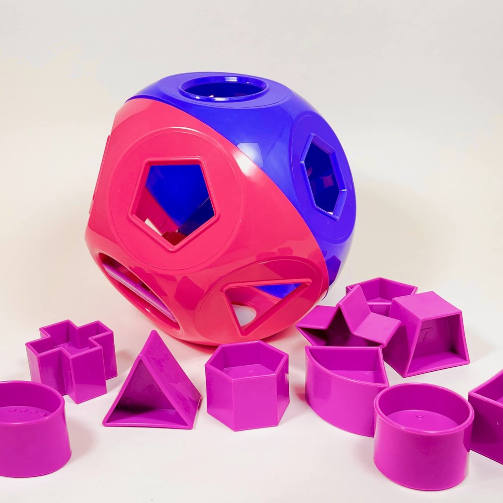 Pink and Purple Shape Sorter for Toddlers with Numbers