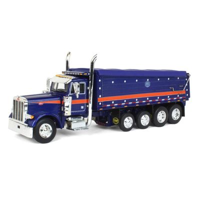 DCP 1/64 Blue & Orange Peterbilt 379 w/Quad-Axle MAC Dump Body 60-1346