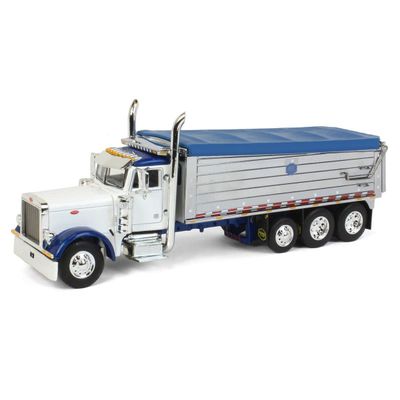 DCP 1/64 White/Blue Peterbilt 379 w/Tri-axle Chrome MAC Dump Body 60-1343