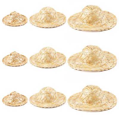 AUEAR, 9 Pack Straw Mini Hat Cute Knitting Cap Dress for House Decoration 3 Sizes