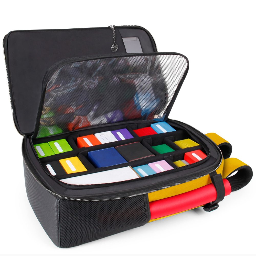 ENHANCE MTG Backpack - Collector's Edition TCG Backpack for Deck Boxes, Sleeved Cards, Playmats, MTG Accessories - Customizable Card Organization with Built-in Defender Screen (Dragon Gold)