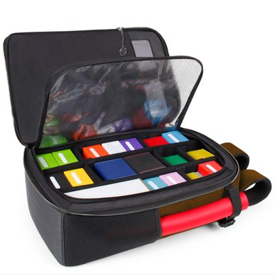 ENHANCE MTG Backpack - Collector's Edition TCG Backpack for Deck Boxes, Sleeved Cards, Playmats, MTG Accessories - Customizable Card Organization with Built-in Defender Screen (Dragon Brown)