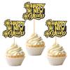 24 PCS 2026 Happy New Year Cupcake Toppers Glitter Firworks Hello 2026 Cupcake Picks for Cheers to 2026 Happy New Year Eve Theme Holiday Party Cake Decorations Supplies Black Gold view 1