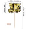 24 PCS 2026 Happy New Year Cupcake Toppers Glitter Firworks Hello 2026 Cupcake Picks for Cheers to 2026 Happy New Year Eve Theme Holiday Party Cake Decorations Supplies Black Gold view 2