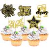 30 PCS 2026 Happy New Year Cupcake Toppers Glitter Fireworks Cheers to 2026 Cupcake Picks for Welcome 2026 Happy New Year Theme Holiday Party Cake Decorations Supplies view 1