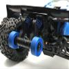 QingLeng Nylon Sturdy & Stable Wheelie Bar with Dual Spring Buffer for Traxxas 1/10 EREVO 2.0 E-REVO E REVO - Blue Wheels view 1