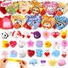 28 Pack Valentines Day Gifts for Kids, Valentine Mochi Squishy Toys Filled Hearts with Valentine Cards for Kids School Classroom Exchange Prizes Valentine Party Favor Toy Exchange Greeting Card view 1