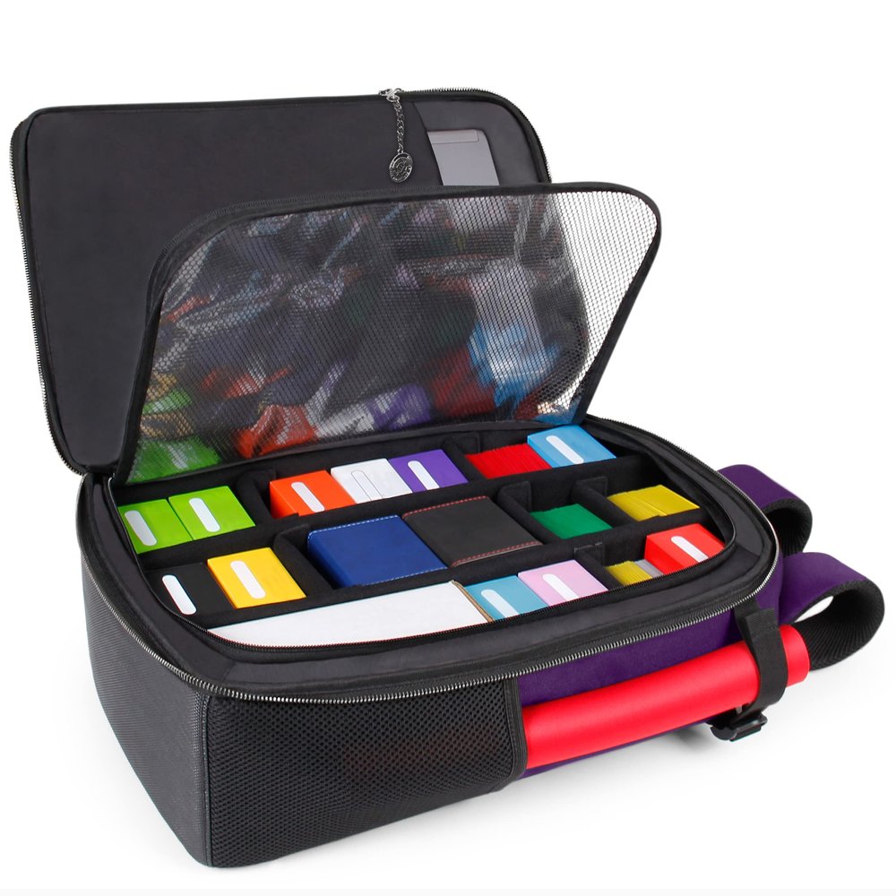 ENHANCE MTG Backpack - Collector's Edition TCG Backpack for Deck Boxes, Sleeved Cards, Playmats, MTG Accessories - Customizable Card Organization with Built-in Defender Screen (Dragon Purple)