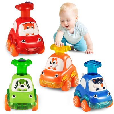 ALASOU 4 PCS Animal Car Toys for 1 Year Old Boy Girl|Baby Toys 1 Year Old Boy Gifts for Toddlers 1-3|Vehicle Toy Set for Toddler Toys 1-2|1st Birthday Gift for Infant 12 18 Months