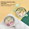 lamphle Insulated Kids Bowl with Lid & Spoon - Stainless Steel, Easy to Clean, Light Green view 2