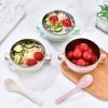 lamphle Insulated Kids Bowl with Lid & Spoon - Stainless Steel, Easy to Clean, Light Green view 3