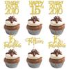 24 Pack Straight Outta 2010 Cupcake Toppers Happy 15th Birthday Fifteen Awesome Since 2010 Cupcake Picks 15 Fabulous Cake Decorations for 15th Birthday Anniversary Party Gold view 1