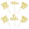 24 Pack Straight Outta 2010 Cupcake Toppers Happy 15th Birthday Fifteen Awesome Since 2010 Cupcake Picks 15 Fabulous Cake Decorations for 15th Birthday Anniversary Party Gold view 3