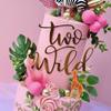 JeVenis Pink Jungle Animals Cake Decoration Pink Wild One Party Supplies Girl Jungle Safari Cake Decoration Two Wild Cake Topper Baby Shower Birthday Decoration view 2