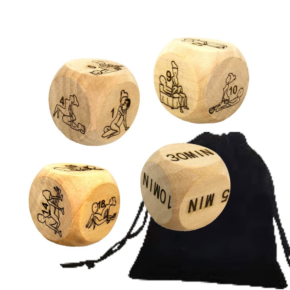 4Pcs Luxury Couple Yoga Dice Naughty Night Dice for Adults/Fun Talking Love Dice Bedroom Game Dice Workout Dice-Improve Love of Lover Gift
