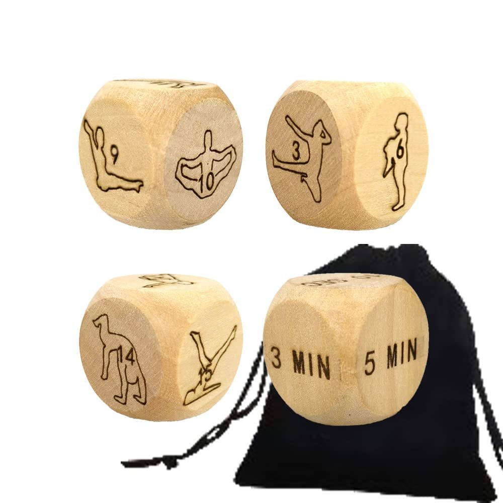 4Pcs Luxury Romantic Fun Talking Love Yoga Dice Naughty Night Dice/Fitness Dice Couple Dice Bed Game Dice Gift for Adults-Improve Love of Lover Gift