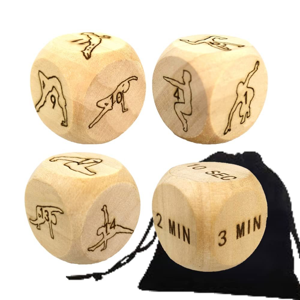 4Pcs Luxury Fun Couple Yoga Dice Naughty Night Dice/Night Ideas Dice Challenges Game Dice Decision Dice Gift for Adults-Improve Love of Lover Gift