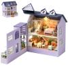 Spilay Dollhouse DIY Miniature Wooden Furniture Kit,Mini Handmade Doll House with LED,1:24 Scale Creative Woodcrafts for Adult Friend Lover Birthday Gift D32 view 1