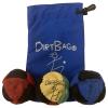 DIRTBAG Classic Footbag Hacky 3 Pack with Pouch, Unique, Footbag Set with Signature Carry Bag- Red/Rasta/Blue with Blue Pouch. view 1
