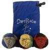 DIRTBAG Classic Footbag 3 Pack with Pouch, Unique, Footbag Set with Signature Carry Bag- Grey/Rasta/Red with Blue Pouch. view 1