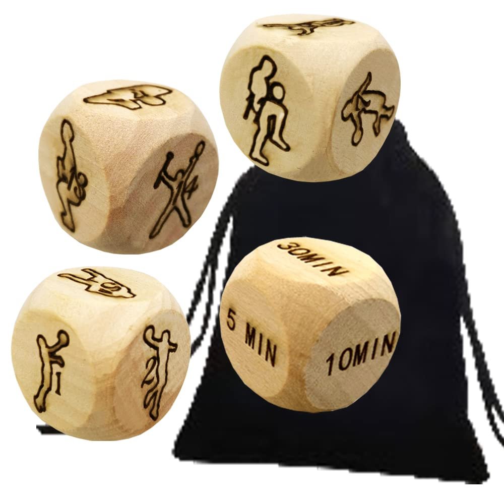 4Pcs Luxury Wooden Fitness Ball Game Skills Decision Dice Naughty Night Dice/Sports Dice Funny Couple Dice Portable Choices Gift for Friends Gift