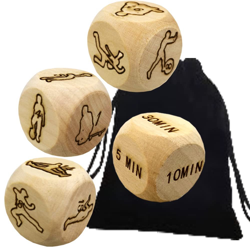 4Pcs Luxury Wooden Yoga Fitness Exercise Decision Dice Night Naughty Dice/Running Sports Game Dice Couple Dice Portable Choices Gift Gift