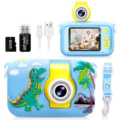 ARNSSIEN Kids Camera, Toddler Kid Digital Camera with 180Flip Lens & 2.4in IPS Screen, Birthday Festival Gifts Present Toy for 4 5 6 7 8 9 10 11 Year Old Girls/Boys, 32 GB Card Included, X101