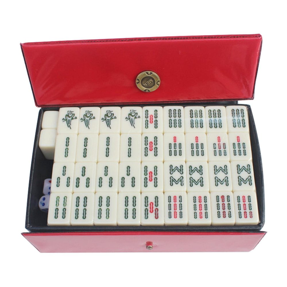 Mahjong Game Set,144pcs Mini Mahjong Tiles - Complete Mahjongg Board Games, Classic Majiang Game Set for Adults Teens Huibei
