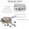 RNK Gaming Mexican Train Dominoes Set Double 12 Color with Numbers and Wooden Hub 8 Metal Trains and Aluminum Case view 4