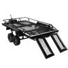 RC Trailer, 1/10 Heavy Duty RC Car Trailer Flatbed Trailer Kit, Metal Trail Car Trailer Accessory with 4 Tires for for Scx10 90046 90047 Cc01 D90 D110 1/10 RC Car view 1
