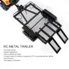 RC Trailer, 1/10 Heavy Duty RC Car Trailer Flatbed Trailer Kit, Metal Trail Car Trailer Accessory with 4 Tires for for Scx10 90046 90047 Cc01 D90 D110 1/10 RC Car view 3