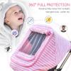 Car Seat Covers for Babies,Baby Car Seat Cover for Boys Girls, Windproof Infant Carseat Cover,Kick-Proof Car Seat Canopy with Breathable Mesh Peep Window(Pink Stripe) view 2