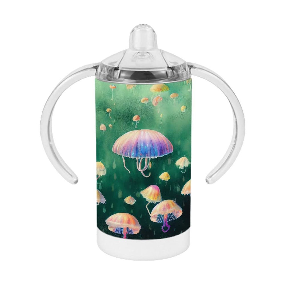 Ocean Themed Sippy Cup - Watercolor Baby Sippy Cup - Jellyfish Art Sippy Cup