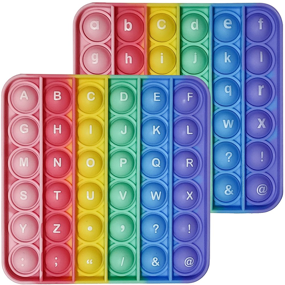 Alphabet Pop Fidget Toy Letters ABC Numbers Learning and Educational Toys Square Sensory Toys Popper Games Stress Relief Gifts for Kids Macaron 2 Packs Single Side(Uppercase and Lowercase Letters)