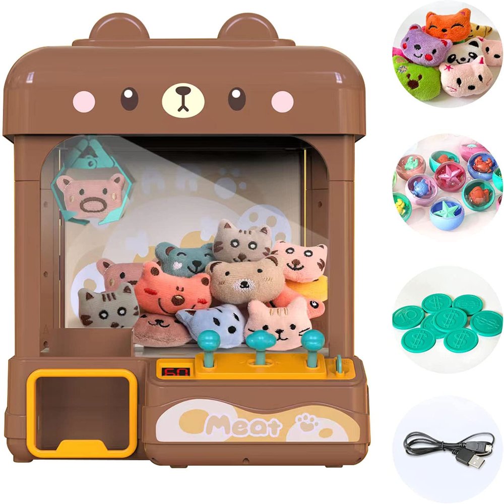 cxjoigxi Large Claw Machine for Kids Adults with Prizes, Adjustable Sound & Light, Mini Vending Machine for Girls Boys, Electronic Arcade Crane Game, Candy Dispenser Toy for Party Birthday Gifts, Bear