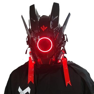 MAKSJIUCosplay Halloween Party Mask, Street Photography Cos Props Mask, LED Light-emitting Punk Mask