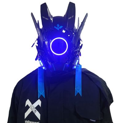 MAKSJIUCosplay Halloween Party Mask, Street Photography Cos Props Mask, LED Light-emitting Punk Mask
