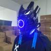 MAKSJIUCosplay Halloween Party Mask, Street Photography Cos Props Mask, LED Light-emitting Punk Mask view 2