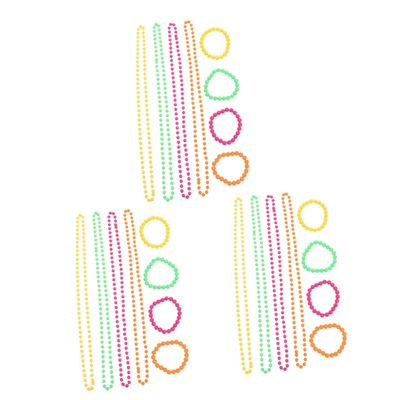 ibasenice 3sets Plastic Bead Necklace and Bracelet for Parties Neon Jewelry Kit for Women and Boys and Girls Collection Necklace Bracelet