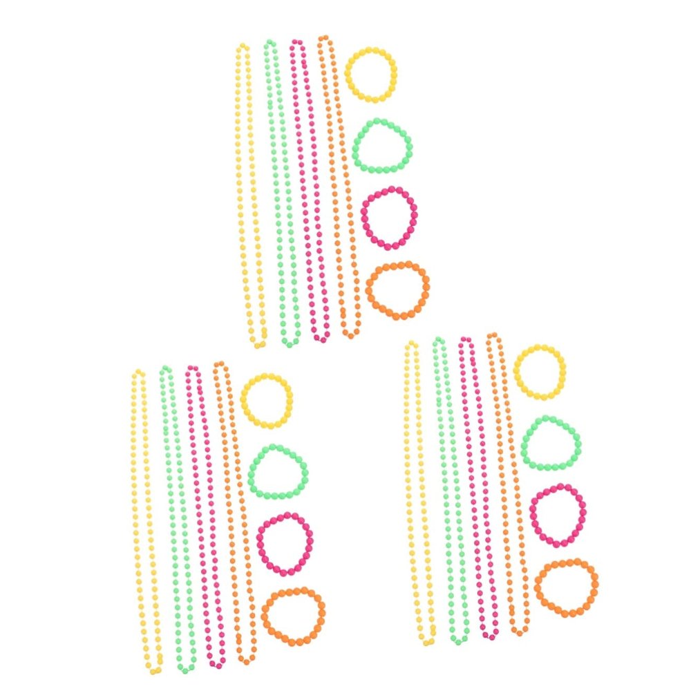 ibasenice 3sets Plastic Bead Necklace and Bracelet for Parties Neon Jewelry Kit for Women and Boys and Girls Collection Necklace Bracelet