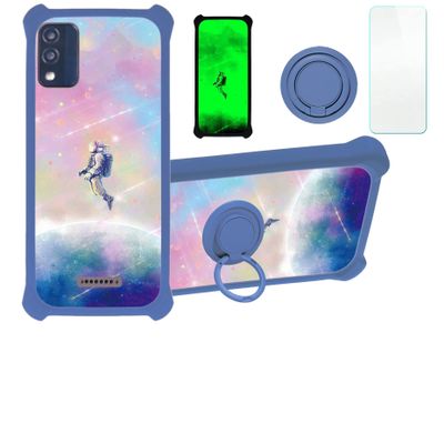 Blu Studio X5 2022 5 Inch Case Compatible with Blu Studio X5 2022 5 Inch Phone Case Cover [with Tempered Glass Screen Protector][Hard PC + Soft Silicone][Ring Support] [Luminous Effect] YGL-FXJ