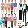 19 PCS Doll Clothes for Dolls Including Handmade 1 Suit 5 Tops 5 Pants Casual Wear 2 Beach Pants 4 Pair of Shoes 1 Glasses 1 Surfboard for 11.5 Inch Boy Dolls Outfits for Boyfriend Doll in Random view 1