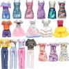 20 Pcs Doll Clothes and Accessories Handmade 3 Sequins Dresses 4 Fashion Dresses 3 Tops and Pants Casual Outfits 10 Shoes for 11.5 inch Girl Dolls in Random view 1