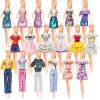 20 Pcs Doll Clothes and Accessories Handmade 3 Sequins Dresses 4 Fashion Dresses 3 Tops and Pants Casual Outfits 10 Shoes for 11.5 inch Girl Dolls in Random view 2