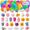 24 Pack Fillers Easter Eggs with Mochi Squishy Toys Surprise Mini Kawaii Animal Squishies Stress Relief Toys for Easter Basket Stuffers Hunt Theme Party Favors Classroom Prize Supplies view 1