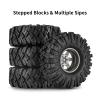 INJORA 1.9 S5 Mud Tires Set Offset -8.9mm Beadlock Wheel Rim for 1/10 RC Crawler Car Axial SCX10 90046 UTB18 TRX4 SCX10 Pro (Grey) view 4